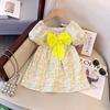 Vestido para Niña Estilo Nuevo 2026 Mangas Abullonadas Florales Vestido de Princesa para Niños Vestido Corto de Manga Corta de Verano para Bebé Niña