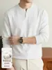Suéter de punto de manga larga estilo Old Money, prenda interior para hombre, cuello en V, color liso, ropa interior de invierno, camiseta cálida, cuello redondo, jersey, engrosado