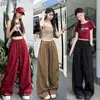 Calça Banana Wide Leg para Mulheres, Novo Modelo Primavera 2026, Calça de Moletom Reta Petite, Calça Esportiva Larga Oversized de Cintura Alta