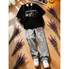 Camiseta de anime de manga corta estilo japonés para hombre, top casual versátil de verano de estilo americano de alta calle, holgado, con conjunto de jeans, moderno