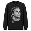 Cristiano Ronaldo Estrella de Fútbol Otoño/Invierno Nuevo Manga Larga Estilo Americano Lavado Vintage Peso Pesado Unisex Cuello Pequeño Holgado Hombro Caído Transfronterizo
