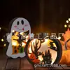 Decoración de Mesa de Halloween Casa Embrujada Alimentada por Batería Fantasma Chimenea Escritorio Mesa de Cocina Decoraciones Madera Iluminado