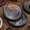 Comercio exterior transfronterizo cerámica japonesa plato roscado para sushi plato para mesa escupidera plato para huesos negro vajilla china y occidental comerciantes tazón grande al por mayor