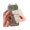 Cachecol xadrez cachorrinho branco estrelas laço filhote de pelúcia pingente adequado para capa de celular Apple 17PROMAX 16
