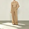 Calças de Lã Cashmere de Perna Larga Outono Inverno Novo de Perna Reta Peça Única Soltas Casuais Cintura Elástica Espessadas Calças Longas