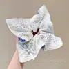 Pañuelo cuadrado estilo casual, scrunchie, lazo de encaje para el pelo, diadema dulce, accesorio para el cabello de alta gama a la moda para mujeres