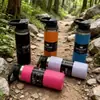 Copo Portátil Criativo com Tampa Flip-Top para Esportes ao Ar Livre, Aço Inoxidável 304, Isolamento a Vácuo, Copo de Água para Carro