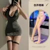 Vestido Ajustado Strapless de Cuello en V Profundo Decorado con Cadena que Brilla en la Oscuridad, Lencería Sexy que Revela Seductoramente el Escote y los Glúteos