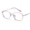 Armazón de anteojos morado de titanio puro para mujer con miopía, gama alta C7033, armazón poligonal favorecedor para rostros cuadrados y redondos