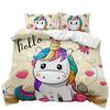Juego de Ropa de Cama con Estampado de Unicornio Arcoíris de Dibujos Animados de Dos, Tres o Cuatro Piezas, Funda Nórdica, Tejido Cepillado de Moda