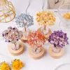 Árvore da Fortuna de Pedras de Cristal Naturais Luminária Noturna Cluster de Cristal Branco Brilhante Lâmpada USB de Cabeceira Árvore de Cristal para Casa e Escritório