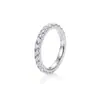 Directamente del fabricante: Anillo de plata de ley 925 de 2.5 mm con moissanita para mujer, apto para apilar, con un diseño de lujo ligero y elegante, completamente incrustado con diamantes, sin necesidad de perforación