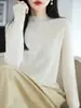 Lana de alta cuenta hilada finamente, tejido reversible, cuello semi-alto, nuevo estilo otoño/invierno, suave y cómodo, suéter base ajustado, 100% lana pura