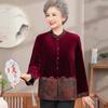 Camisa de Terciopelo de Abuela para Mujeres de Mediana Edad y Mayores, Atuendo de Otoño para Madres Mayores, Camisa de Manga Larga para Personas Mayores, Top Elegante para Otoño