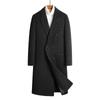 Casaco Masculino de Lã Tweed Dupla Face com Gola Removível de Penas Longo Casual Estilo Coreano Elegante Top Casaco Masculino