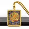 Tangka Dragon Pintado a Mano Mitad Cinco Ancianos Dios Amarillo de la Riqueza Colgante Tangka Dorado Pintado a Mano Amuleto Buda Portátil Collar Venta al por Mayor
