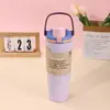 Vaso térmico transfronterizo estilo Owala, acero inoxidable 304, botella de agua deportiva portátil, vaso para beber de doble uso