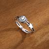 Anillo de Plata de Ley S925 Cara Sonriente de Estrella para Mujer Estilo Coreano Dongdaemun ins Dulce Fresco Retro Simple Anillo de Dedo con Letra