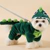 Roupas de Flanela para Cães Outono e Inverno, Fantasias de Transformação de Dinossauro, Roupas Divertidas de Halloween para Pets Gato Teddy de Quatro Patas