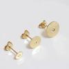 Pendiente de cabeza plana, material para pendientes DIY, accesorios hechos a mano, pasador de oreja chapado en oro de 18 quilates de alta calidad, accesorios de soporte vacío