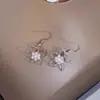 Brincos de Flores Vazadas Simples Personalizados Transfronteiriços Europeus e Americanos para Mulheres Estilo Coreano Nicho Brincos de Flor de Cinco Pétalas de Camada Dupla para Mulheres