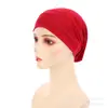Nuevo Sombrero Pañuelo de Cabeza de Color Sólido de Seda de Leche Amazon Transfronterizo Sombrero Base Cepillado de Color Único Alta Elasticidad Sombrero Pullover para Mujer