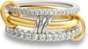 Moda Europea y Americana Anillos Apilables Bicolor Full Diamante Circonita Diseño Retorcido Set de Lujo Ligero Anillos Venta Caliente Transfronteriza Fabricante Mayorista