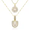 Amazon Transfronterizo Popular Collar con Colgante de Zircón Redondo Letra Inicial 26 Cadena de Clavícula en Capas Joyería Versátil de Moda