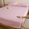 Sábana bajera de algodón puro cepillado, grosor A, una pieza, 100% algodón, color liso, sábana suave para cama, protector de colchón, colcha de punto de algodón