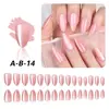 Uñas Postizas Desgastables Ojo de Gato Forma Almendra Gota de Agua Color Puro Parches de Uñas Desgastables 30 Piezas Tiras Color Nude Al Por Mayor