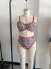 Venta directa de fábrica de traje de baño bikini separado para mujer; trajes de baño de talla grande con estampado de leopardo y encaje de moda; comercio exterior transfronterizo
