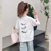 Playera Blanca de Manga Corta de Moda para Niñas, Top Holgado de Estilo Coreano a la Moda, Ropa para Niños Grandes, Nuevo Estilo Verano 2025