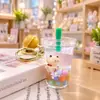 Llavero de Oso Flotante Relleno de Aceite para Té de Burbujas Ins Colgante para Mochila de Taza de Té con Leche Regalo Creativo Llavero de Coche Estilo Ins