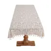 Toalha de Mesa de Algodão Ponto Cruz Mesa de Chá Retrô Americano Tricô Vazado Toalha de Mesa Renda de Luxo Leve Toalha de Mesa Redonda Retangular Mesa de Jantar