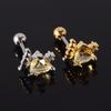 Pendientes de Zirconia Incrustada en Cobre 20g Dientes Exteriores Estrella de Mar Cangrejo Animal Personalizado Clavo para Cartílago de la Oreja Varilla Fina de Acero Inoxidable Pendientes Roscados