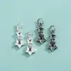 Pingente de Pentagrama em Prata de Lei S925 Pingente Longo de Estrela Dupla Acessórios para Pulseira de Cristal DIY Colar de Pérolas