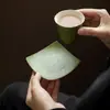 Glaseado de Minerales Rocosos Mandarina Verde Pequeña Posavasos Cuadrado de Cerámica Posavasos Salpicado Naranja Verde Posavasos Aislante Bandeja para Té Taza y Platillo Antiescaldado Estilo Chino