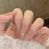 Uñas Portátiles Puras Hechas a Mano, de Gama Alta, Deslumbrantes Hielo-Transparente Ojo de Gato Diamantes Triturados, Lujo Ligero, Puro Deseo, Manicura Dulce y Fresca, Uñas Postizas Removibles