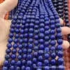 Série Azul Pedras Naturais Contas Redondas, Contas Soltas de Água-Marinha, Ágata Azul com Padrões, Vidro de Cristal Azul Acessórios para Joias DIY