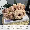 Novo Modelo de Rosas Diamante Artificiais de 9 Cabeças, Flores Artificiais para Adereços de Sala de Estar, Decorações de Flores Artificiais para Casamento, Buquês de Rosas Atacado