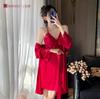Vestido de Noche de Tirantes de Ácido Acético Conjunto de Dos Piezas Sexy Francés Cinturón Almohadilla en el Pecho Ropa para el Hogar Encaje Vestido de Noche de Estilo Alto para Niña