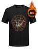 Camiseta de terciopelo con perforación en caliente de la estación europea para hombre, de manga corta, con cabeza de tigre, de algodón puro, para hombre, de talla grande, de media manga.