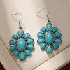 Pendientes Retro Florales Transfronterizos Europeos y Americanos Sentido Avanzado Turquesa Ovalado Pendientes de Industria Pesada Joyería para Orejas Exagerada de Temperamento Femenino