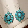 Pendientes Retro de Flores Transfronterizos Europeos y Americanos Sentido de Alta Calidad Industria Pesada Pendientes Colgantes Ovalados de Pino Joyería de Oreja de Moda Exagerada para Mujer