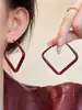 Pendientes de círculo geométrico de moda europea y americana, pendientes de red de aguja de plata 925 con temperamento rojo de alta gama que combinan con todo, estilo popular ins