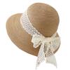 Sombrero de Paja de Ala Ancha de Nueva Llegada 2025 Sombrero de Sol con Lazo de Encaje para Mujer para Protección Solar en la Playa y Viajes Sombrero de Playa Pequeño y Fresco