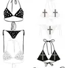 Biquíni Sexy Personalizado Moda Cruz Hot Diamond Europeu e Americano Transfronteiriço Feminino com Tiras Divididas Sexy Roupa de Banho Atacado