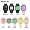 Reloj de Cuarzo Infantil Marca Sanda, Reloj Versátil Simple Transparente con Bloques de Color, Reloj de Pulsera Cuadrado Unisex