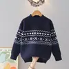 Suéteres de Outono e Inverno para Meninas de Crianças Maiores 2026 Novo Elegante e Fashion Gola Redonda Malha Quente de Inverno para Meninas