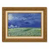 Moldura Dourada Retrô Campo de Pessegueiros em Flor de Van Gogh Céu Estrelado Estilo Pintura a Óleo Sala de Estar Entrada Pintura de Parede Emoldurada Pintura Decorativa Personalizado